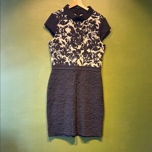 St. John Black and Cream Lace Dress